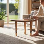 Mango Wood Coffee Table With Folding Legs For Living Room Decor - Image 3