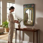 Hand-Painted Arch Mirror – Vibrant Floral Wooden Wall Mirror for Elegant Home Decor - Image 6