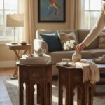 Mango Wood Hand-Painted Indian Accent Side Table For Living Room In Set Of 2 - Image 7