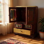 Mango Wood Sideboard Cabinet With Brass Detailing For Storage Solution - Image 4