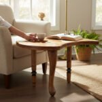 Mango Wood Coffee Table With Folding Legs For Living Room Decor - Image 4