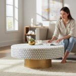 Bone Inlay Round Centerpiece Coffee Table For Living Room - Image 7