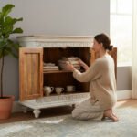 Mango Wood Carved Indian Cabinet With One Storage Shelf - Image 7