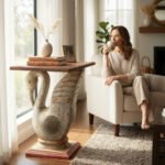 Mango Wood Duck Side Table For Living Area Decor - Image 8