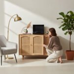 MANGO WOOD RATTAN THREE DOOR SIDEBOARD FOR STORAGE - Image 2