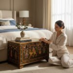 Mango Wood Blanket Chest With Indian Flok Art Painted - Image 5