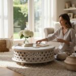 Boho Carved Low-Height Coffee Table – Elegant Centerpiece for Modern Living Rooms - Image 4