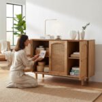 MANGO WOOD RATTAN THREE DOOR SIDEBOARD FOR STORAGE - Image 4