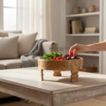 Mango Wood Hand-Carved Indian Chakki Coffee Table - Image 5