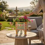 Mango Wood Indian Chakki Planter Table For Living Area Decor - Image 5