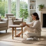 Mango Wood Coffee Table With Folding Legs For Living Room Decor - Image 6