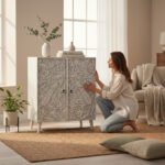 Mango Wood One Shelf Console Cabinet For Storage - Image 3