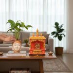Mango Wood Hand-Painted Indian Pooja Mandir For Daily Worship And Religious Decor - Image 4