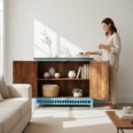 Mango Wood Blue Boho Cabinet Sideboard For Storage - Image 4