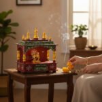 Mango Wood Hand-Painted Indian Pooja Temple For Daily Worship And Religious Decor - Image 5