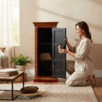 Hand-Painted Mango Wood Bedroom Storage Cabinet – Boho Accent Cupboard for Clothes, Linens & Home Decor - Image 9