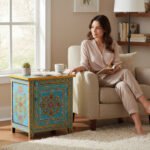 Mango Wood Painted Bedside Table With Storage Solution - Image 7