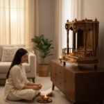 Teak Wood Hand-Carved Indian Pooja Temple For Daily Worship - Image 3