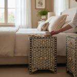 Mango Wood Bone Inlay Bedside Table For Living Area Decor - Image 6