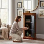 Hand-Painted Mango Wood Bedroom Storage Cabinet – Boho Accent Cupboard for Clothes, Linens & Home Decor - Image 7