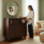 Mango Wood Hand-Carved Sideboard Cabinet With Brass Bells - Image 4