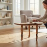 Mango Wood Coffee Table With Folding Legs For Living Room Decor - Image 5
