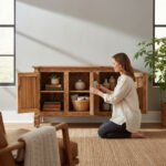 Mango Wood Hand-Carved Sideboard With Natural Finish - Image 6