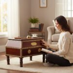 Mango Wood Storage Side Table With Brass Detailing - Image 2