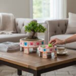 Mango Wood Hand-Painted Indian Boho Chakki Coffee Table - Image 4