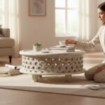 Boho Carved Low-Height Coffee Table – Elegant Centerpiece for Modern Living Rooms - Image 3
