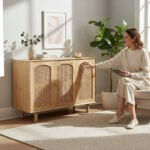 MANGO WOOD RATTAN THREE DOOR SIDEBOARD FOR STORAGE - Image 3