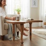 Mango Wood Coffee Table With Folding Legs For Living Room Decor - Image 2