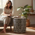 Mango Wood Bone Inlay Boho Side Table For Living Area Decor - Image 6
