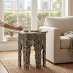 Bone Inlay Boho Side Table For Living Room Decor - Image 9