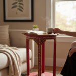 Mango Wood Hand-Painted Sofa Side Boho Accent Table For Living Room Decor - Image 9