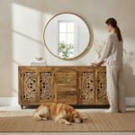 Mango Wood Hand-Carved Sideboard For Storage Solution - Image 5