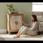Hand-Painted Mango Wood Bedside Cabinet For Bedroom Storage - Image 6