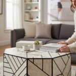 Bone Inlay Centerpiece Coffee Table For Living Room Decor - Image 14