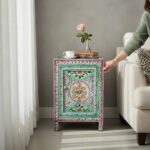 Mango Wood Hand-Painted Bedside Table For Living Room - Image 9