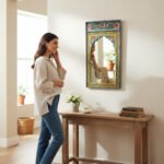 Hand-Painted Arch Mirror – Vibrant Floral Wooden Wall Mirror for Elegant Home Decor - Image 12
