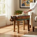 Mango Wood Hand-Painted Indian Animal Coffee Table - Image 7