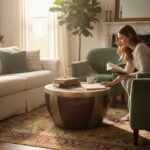 Mango Wood Indian Boho Drum Coffee Table With Brass Detailing - Image 5