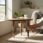 Mango Wood Coffee Table With Folding Legs For Living Room Decor - Image 8