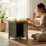 Mango Wood Painted Bedside Table With Storage Solution - Image 9
