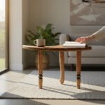 Mango Wood Coffee Table With Folding Legs For Living Room Decor - Image 9