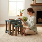 Handcrafted Rustic Nesting Table Set for Cozy Living Room Décor - Image 4