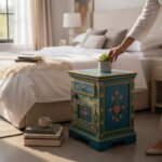 Mango Wood Hand-Painted Bedside Table For Living Area Decor - Image 5