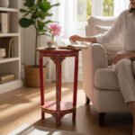 Mango Wood Hand-Painted Sofa Side Boho Accent Table For Living Room Decor