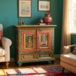 Hand-Painted Mango Wood Bedside Cabinet For Bedroom Storage - Image 9