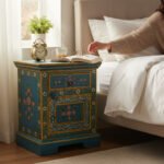 Mango Wood Hand-Painted Bedside Table For Living Area Decor - Image 6